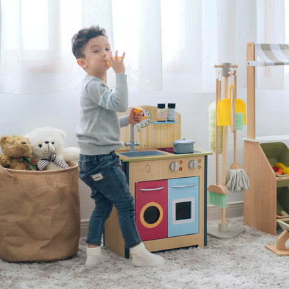 Porto Small Interactive Wooden Kitchen Playset &  4 Accessories