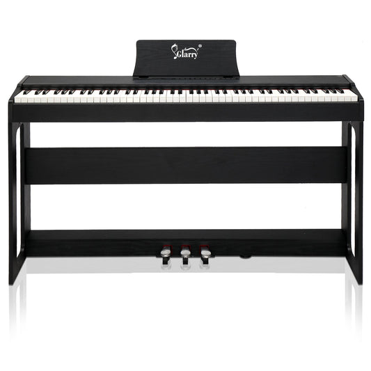 Glarry GDP-104 88 Keys Full Weighted Keyboards Digital Piano with Furniture Stand, Power Adapter, Triple Pedals, Headphone, for All Experience Levels Black