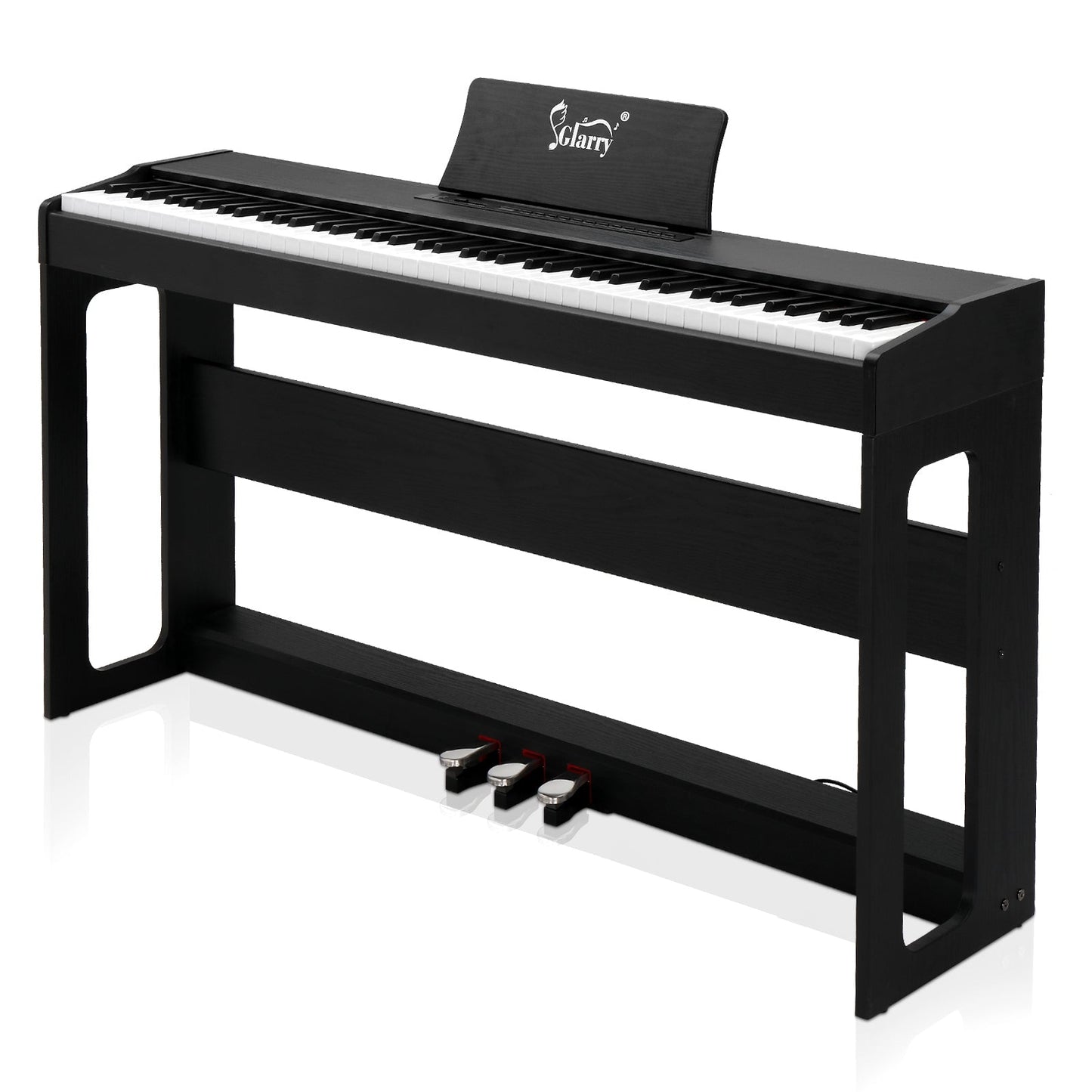 Glarry GDP-104 88 Keys Full Weighted Keyboards Digital Piano with Furniture Stand, Power Adapter, Triple Pedals, Headphone, for All Experience Levels Black