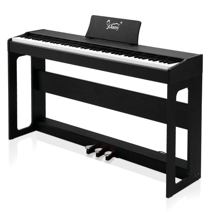 Glarry GDP-104 88 Keys Full Weighted Keyboards Digital Piano with Furniture Stand, Power Adapter, Triple Pedals, Headphone, for All Experience Levels Black