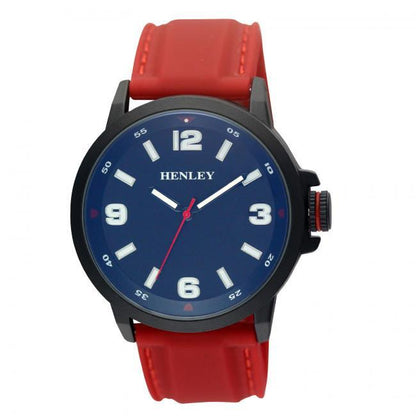 Henley Men's Blue Laser Lens Dial Red Silicone Sports Rubber Strap Watch H02202.10