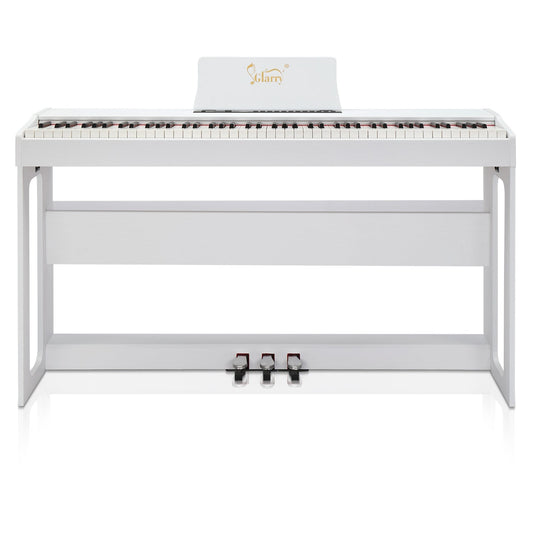 Glarry GDP-104 88 Keys Full Weighted Keyboards Digital Piano with Furniture Stand, Power Adapter, Triple Pedals, Headphone, for All Experience Levels White