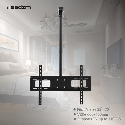 TMC-7006 Ceiling Mount TV Wall Bracket Roof Rack Pole Retractable For 32"-70" Flat Screen