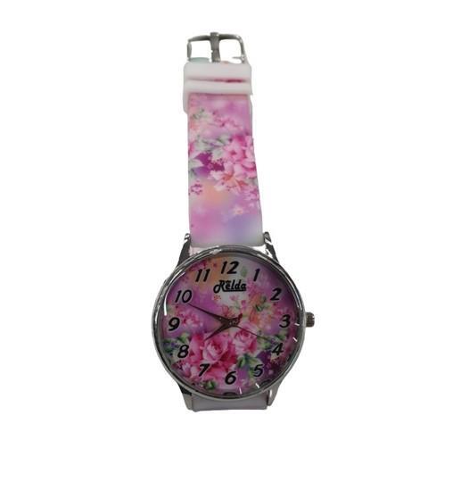 Relda Ladies Analogue Pink Flower Silicone Strap Watch REL102