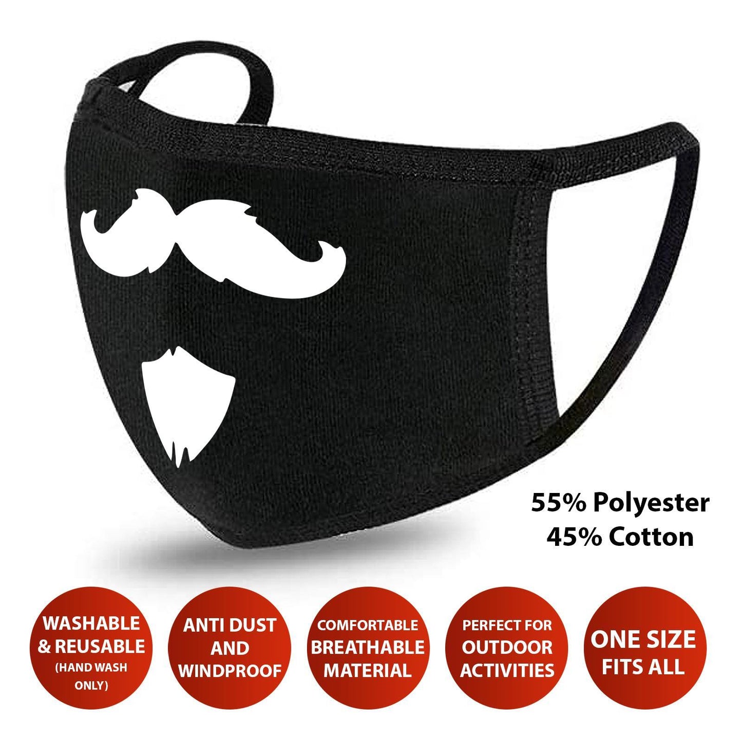 Fashion Face Masks 755013 - MOUSTACHE Design