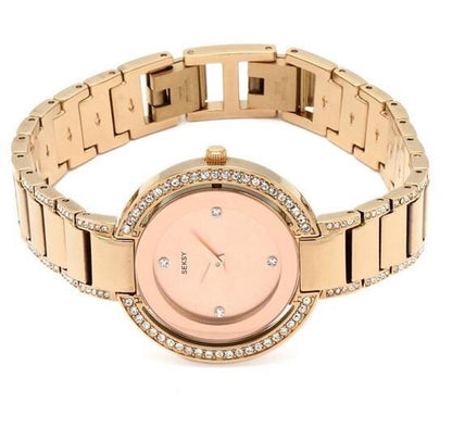Seksy Ladies Rose Gold Plated Ladies Crystal Bracelet Watch 2575