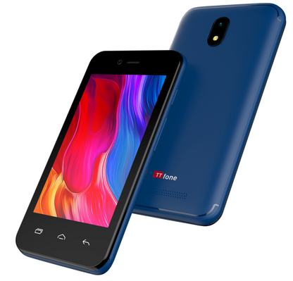 TT20 BLUE Smart 3G Mobile Phone Android GO - 8GB - Dual Sim - 4" Touch Screen Mains Charger & Vodafone Sim Card