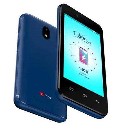 TT20 BLUE Smart 3G Mobile Phone Android GO - 8GB - Dual Sim - 4" Touch Screen Mains Charger & Vodafone Sim Card