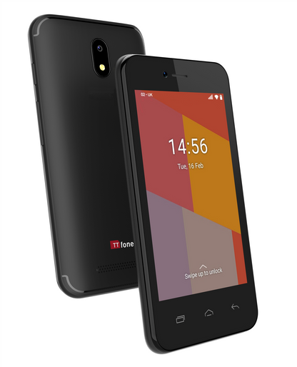 TTfone TT20 BLACK Smart 3G Mobile Phone Android GO - 8GB - Dual Sim - 4" Touch Screen Vodafone Sim Card