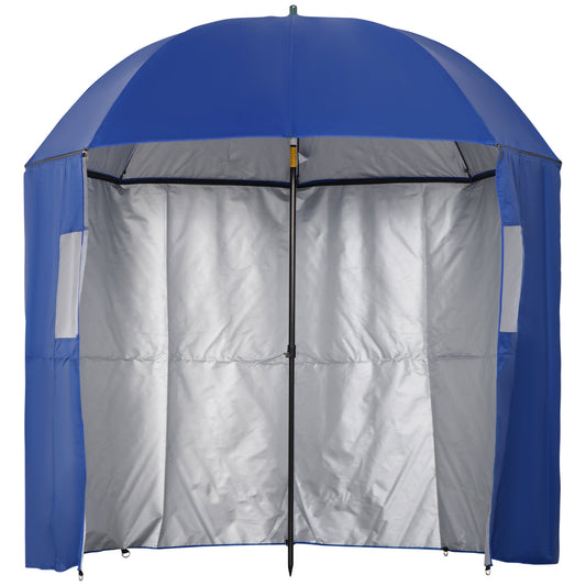 2m Beach Parasol Fishing Umbrella Brolly with Sides Bag, UV30+, Blue