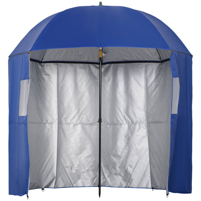 2m Beach Parasol Fishing Umbrella Brolly with Sides Bag, UV30+, Blue