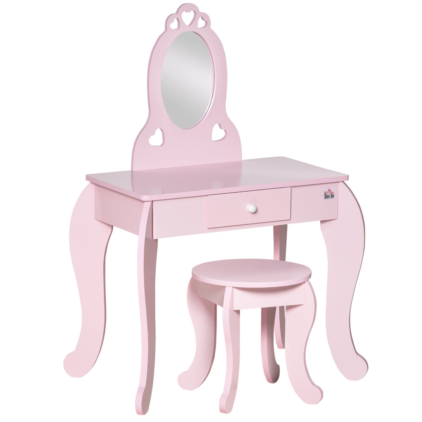 Kids Vanity Table & Stool Girls Dressing Set Make Up Desk with Mirror HOMCOM