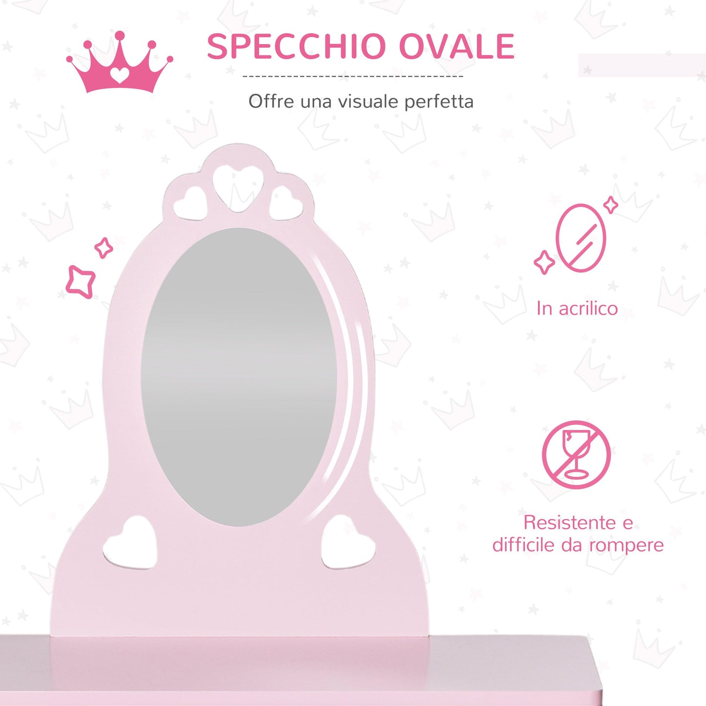 Kids Vanity Table & Stool Girls Dressing Set Make Up Desk with Mirror HOMCOM