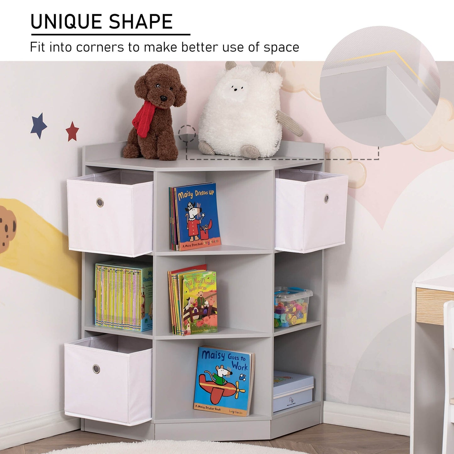 Kids Storage Cabinet Corner Organizer with Anti-tipping Hardware Drawer HOMCOM