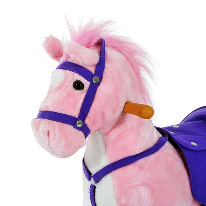 Wheeled Rocking Horse Ride on Rocker Children Riding Toy Plush Sound HOMCOM
