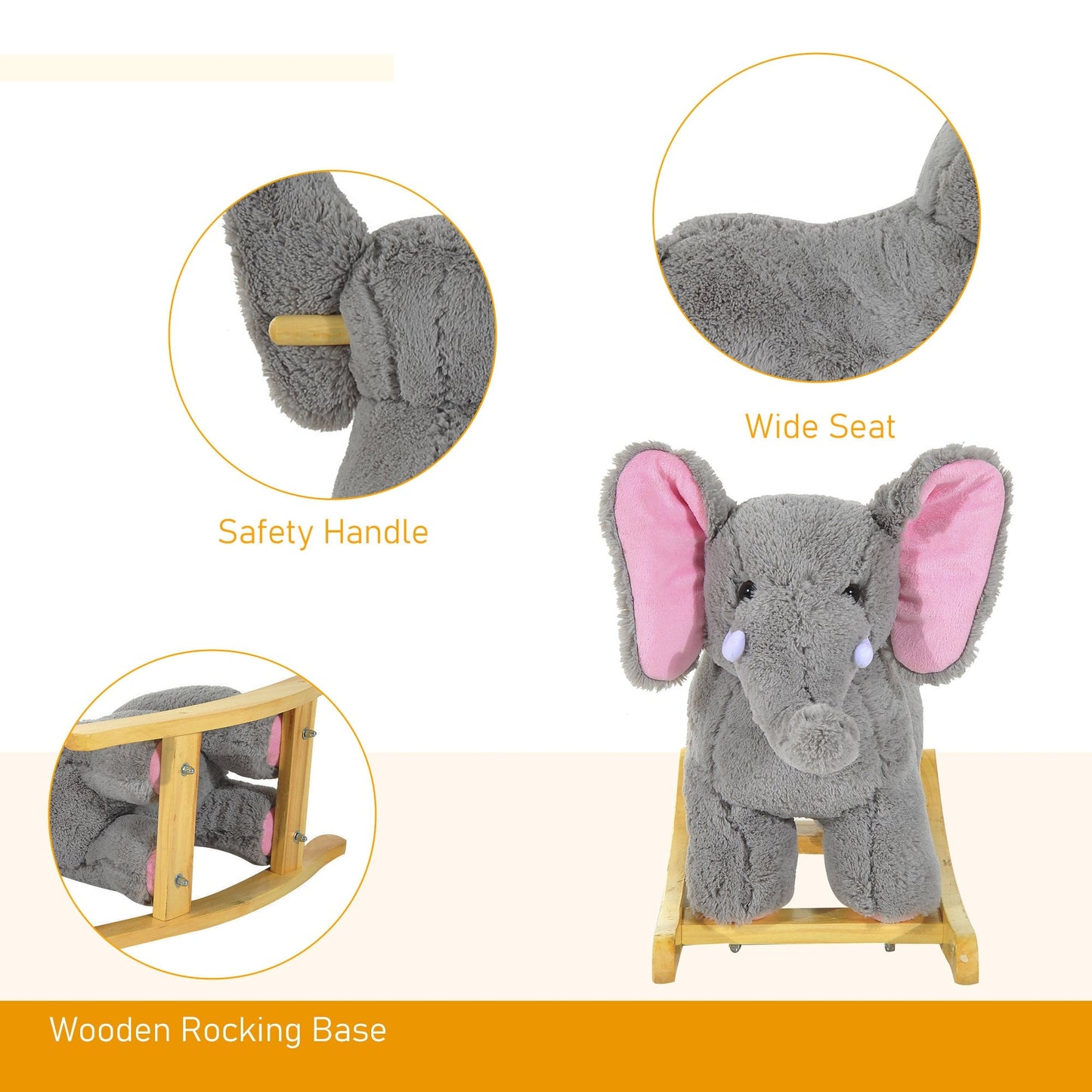 Ride on Elephant Rocker Children Rocking Horse Grey