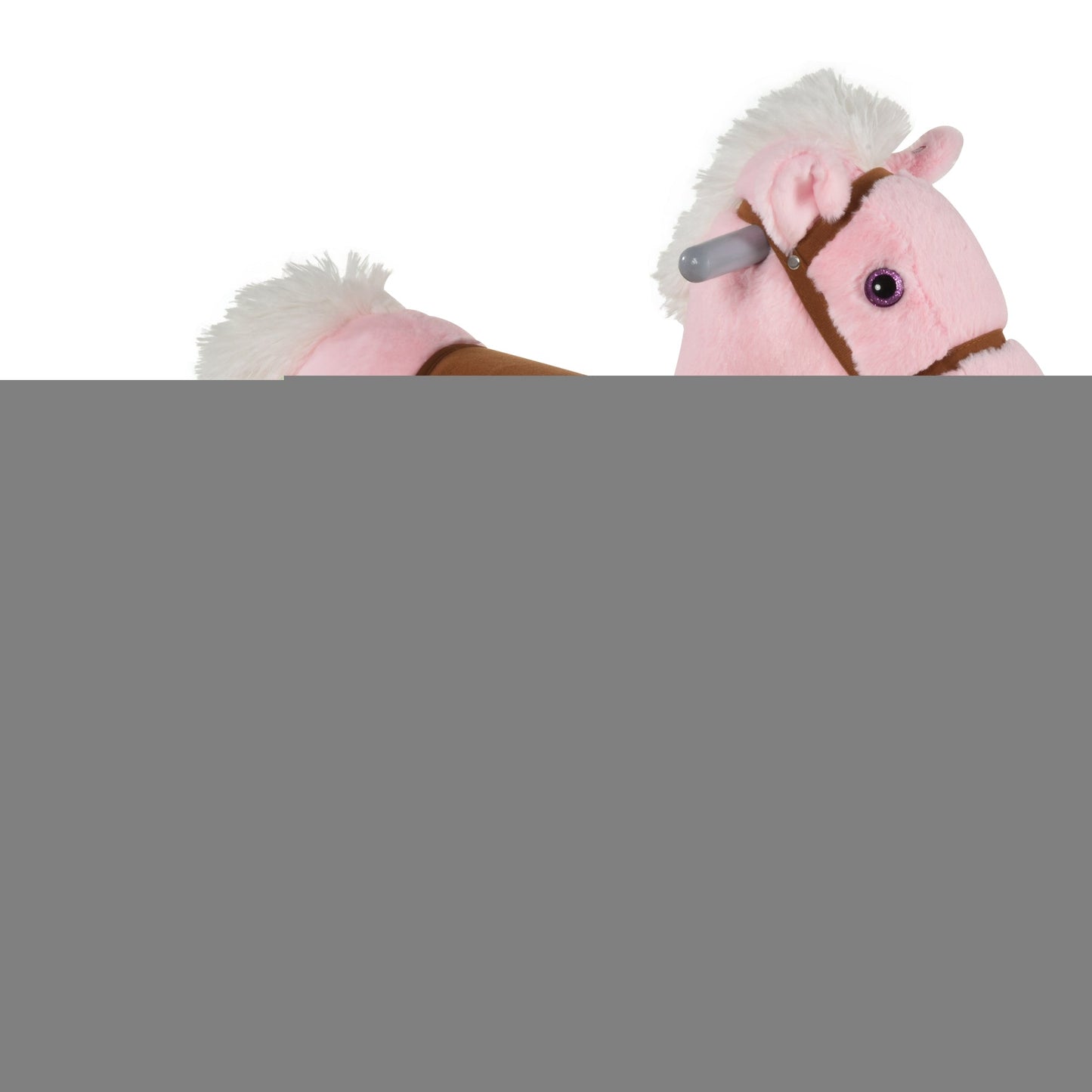 Kids Plush Ride-On Rocking Horse with Plush Toy Sound Handle Grip HOMCOM