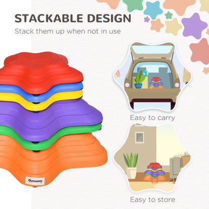 Six-Piece Balance Stepping Stones Stackable Non-slip Obstacle Course Outsunny