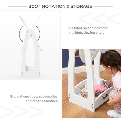 Free Standing Dressing Mirror Kids with Storage For 3- 8 Years Old