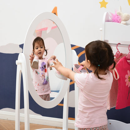 Free Standing Dressing Mirror Kids with Storage For 3- 8 Years Old