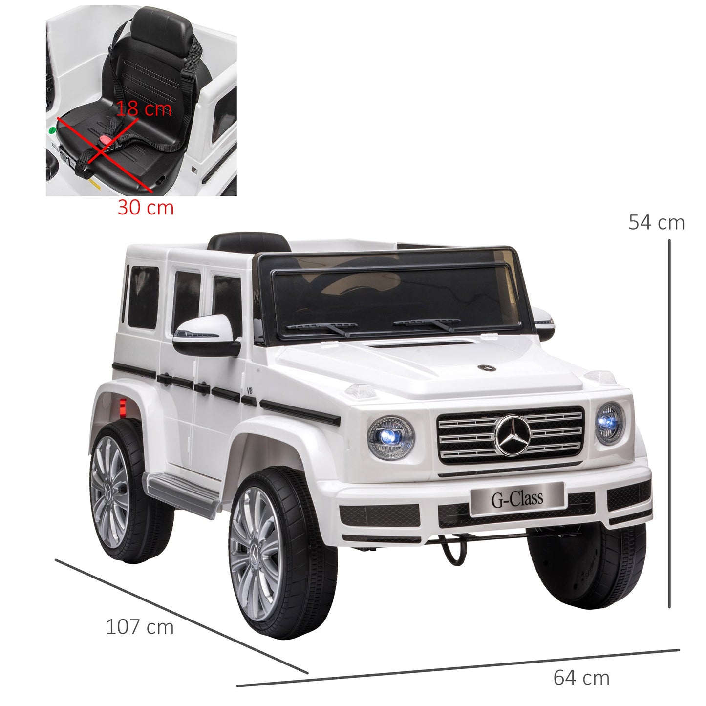 Mercedes Benz G500 12V Kids Electric Ride On Car Remote Control White HOMCOM