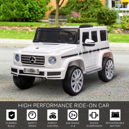 Mercedes Benz G500 12V Kids Electric Ride On Car Remote Control White HOMCOM