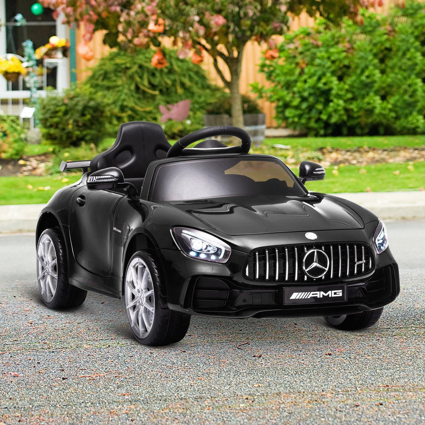 HOMCOM 12V Licensed Mercedes Ride-On Car w/ Lights Music Remote 3-5 Yrs Black