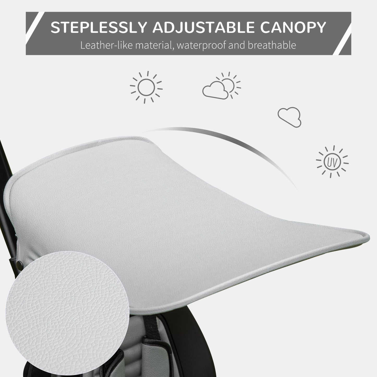 Four-In-One Kids Tricycle w/ Adjustable Canopy Reversible Seat - Grey