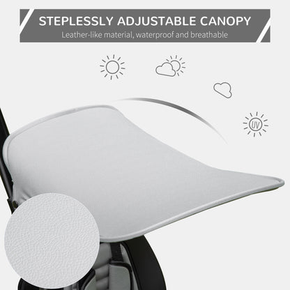 Four-In-One Kids Tricycle w/ Adjustable Canopy Reversible Seat - Grey