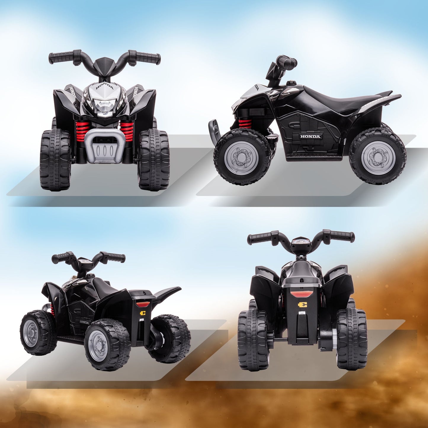 Honda Licensed Kids Electric Quad Bike 6V ATV Ride On 1.5-3 Years Black