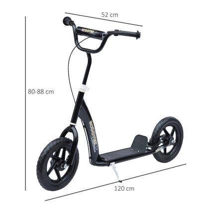 Push Scooter Teen Kids Stunt Bike Ride On with 12" EVA Tyres, Black HOMCOM
