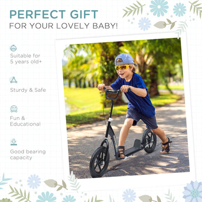 Push Scooter Teen Kids Stunt Bike Ride On with 12" EVA Tyres, Black HOMCOM