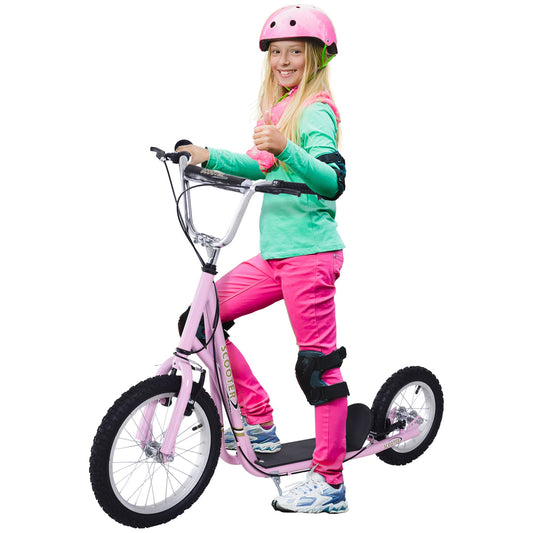 Teen Scooter Adjustable Height Dual Brakes Rubber Wheels Kickstand HOMCOM