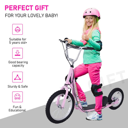 Teen Scooter Adjustable Height Dual Brakes Rubber Wheels Kickstand HOMCOM