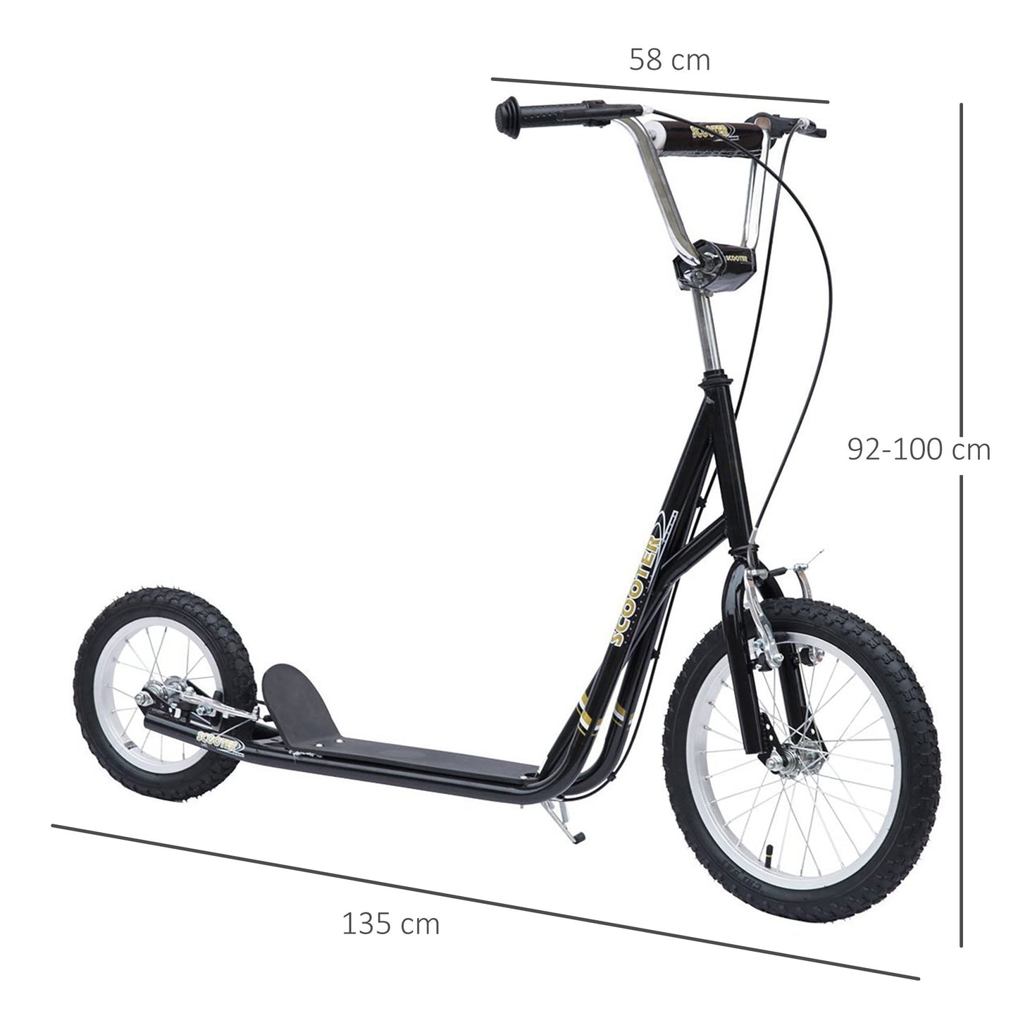 HOMCOM Teen Scooter Adjustable Height Dual Brakes Rubber Wheels Kickstand,