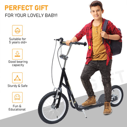 HOMCOM Teen Scooter Adjustable Height Dual Brakes Rubber Wheels Kickstand,