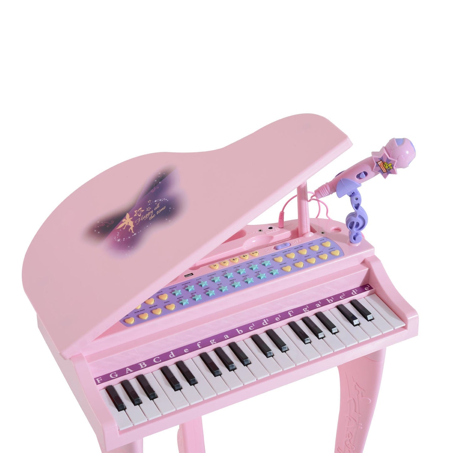 37 Key Musical Mini Piano Electrionic Keyboard Microphone Stool Pink