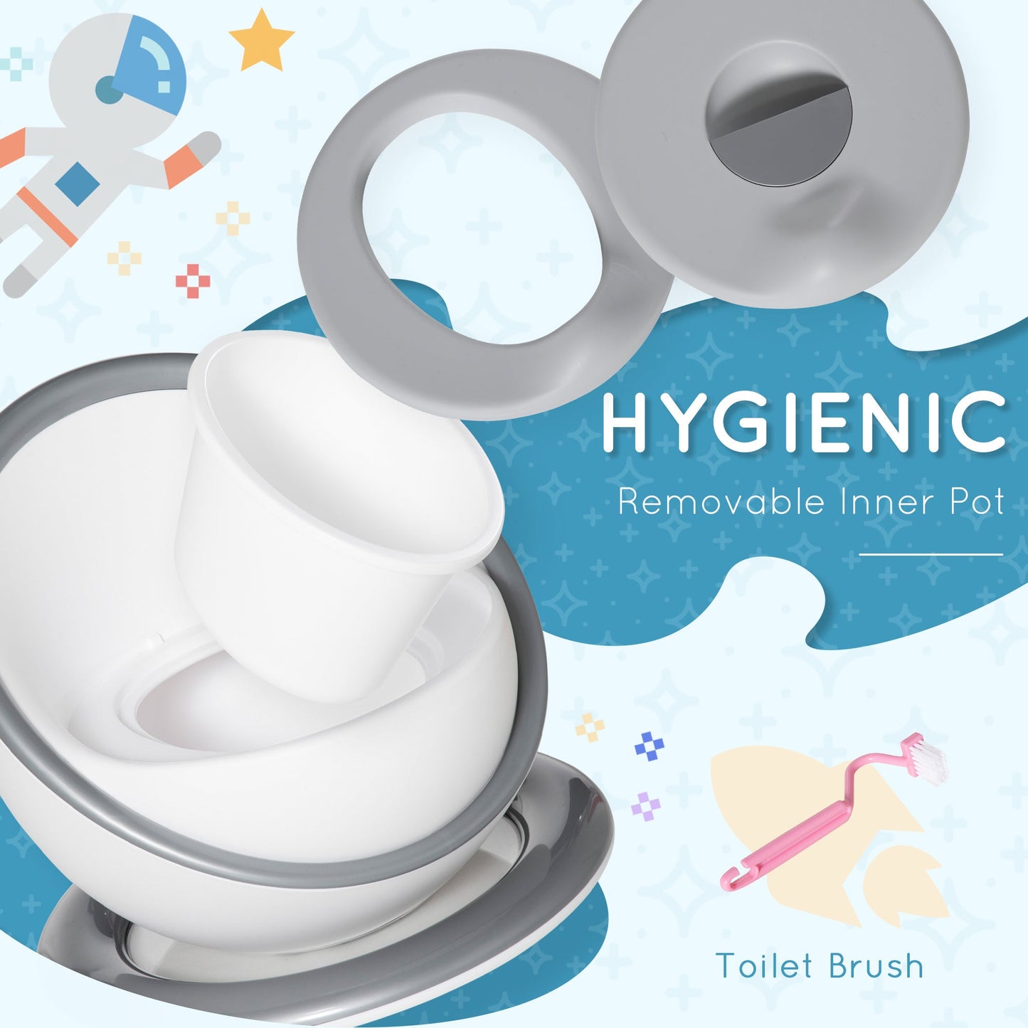 Kids Potty Baby Toilet Seat w/ Removable Pot, Splash Guard - White