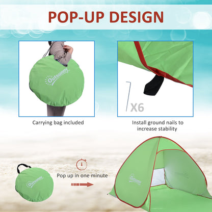 Beach Tent Instant Camping Pop up Tent Sun Shade Shelter, Green Outsunny