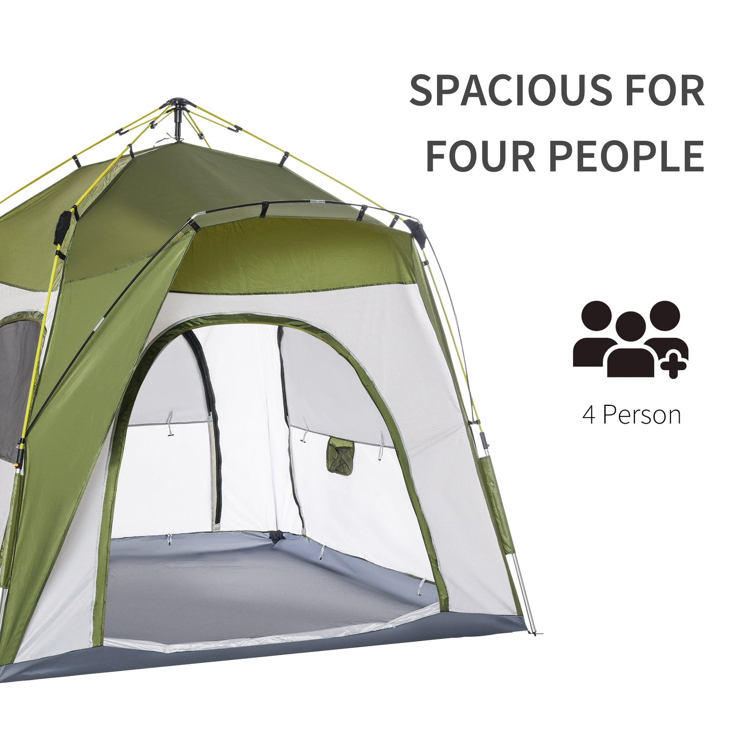 Four Man Pop Up Tent Automatic Camping Backpacking Dome Shelter Outsunny