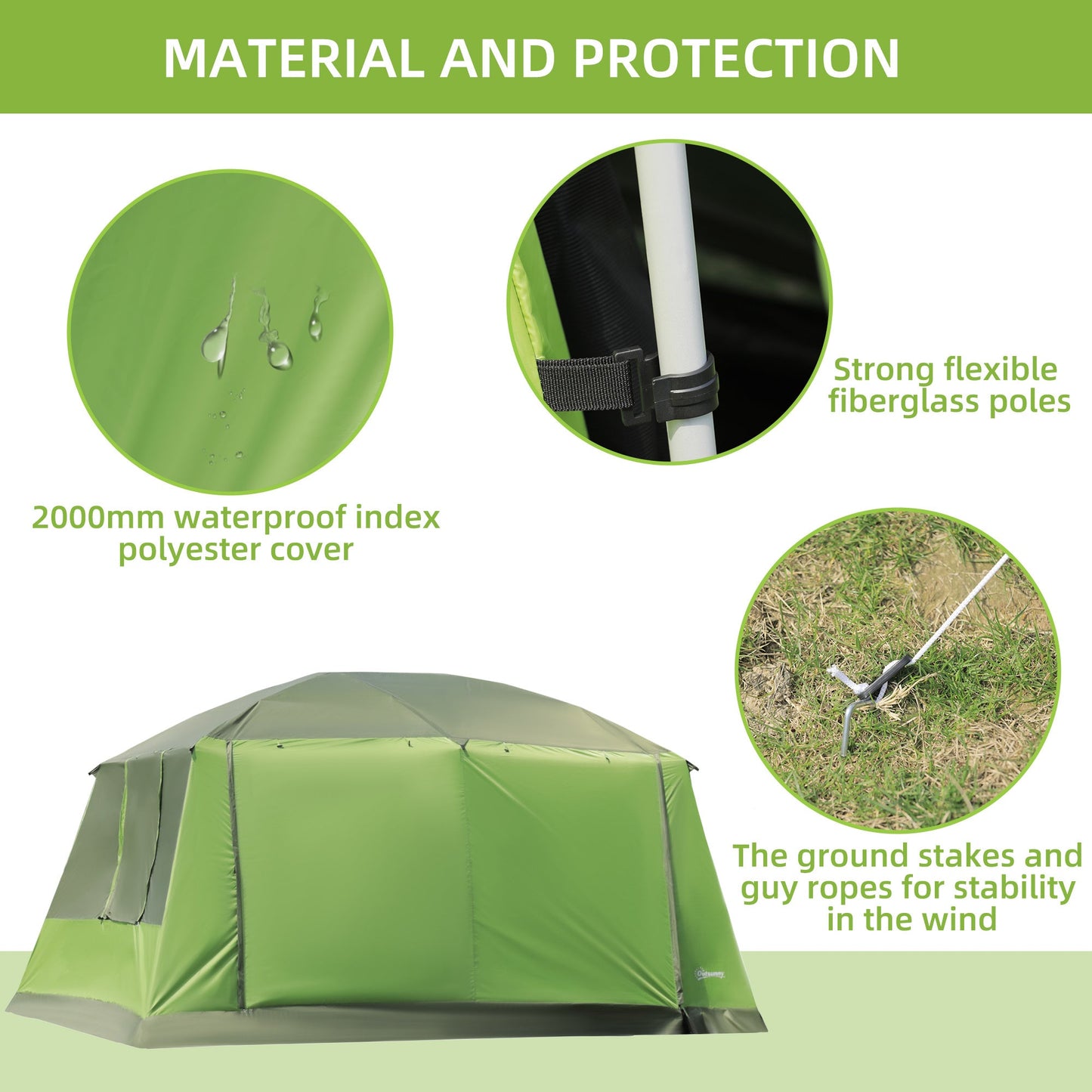Two Room Dome Tent Camping Shelter w/ Porch and Portable Carry Bag Outsunny
