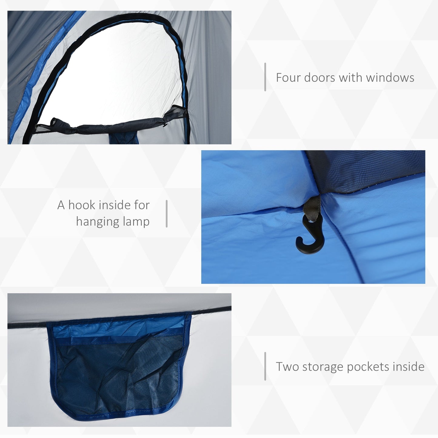 Four Man Pop Up Tent Automatic Camping Backpacking Dome Shelter, Grey Outsunny