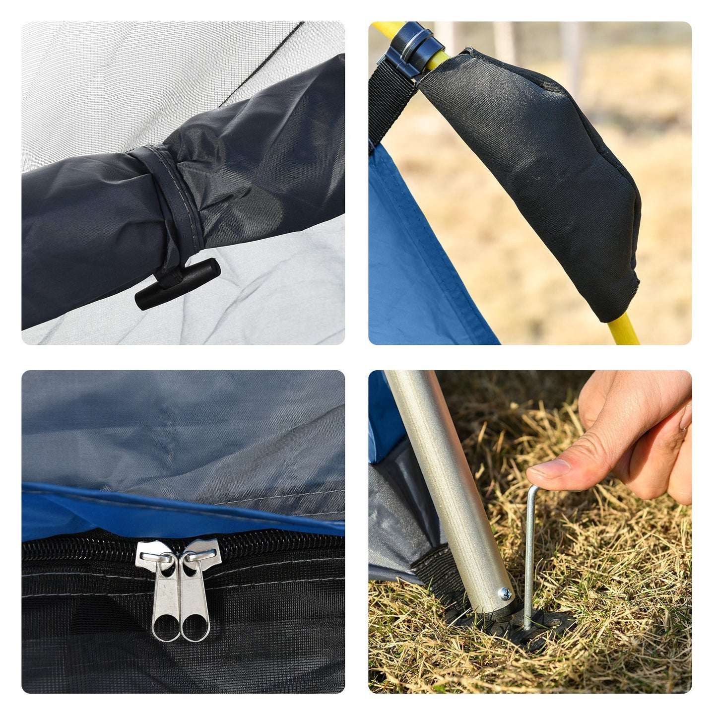 Four Man Pop Up Tent Automatic Camping Backpacking Dome Shelter, Grey Outsunny