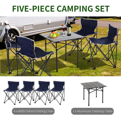 5 Piece Outdoor Foldable Camping Table Chairs Set Hiking Travel Bag Outsunny