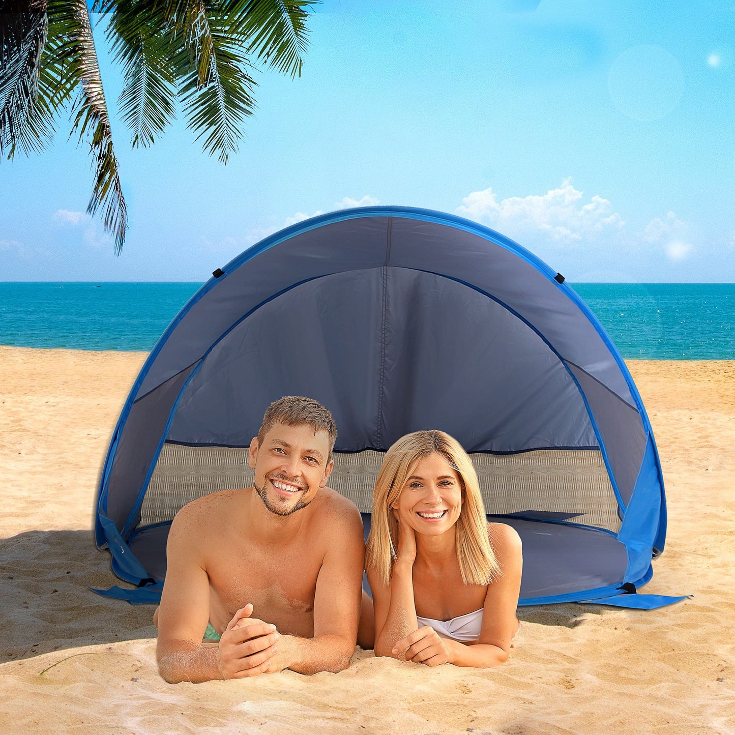Portable Automatic Pop Up Beach Tent Outdoor Camp Shelter Blue Outsunny