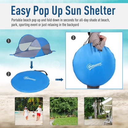 Portable Automatic Pop Up Beach Tent Outdoor Camp Shelter Blue Outsunny