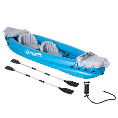 Inflatable Kayak Two-Person Inflatable Boat Air Pump, Aluminium Oars Outsunny