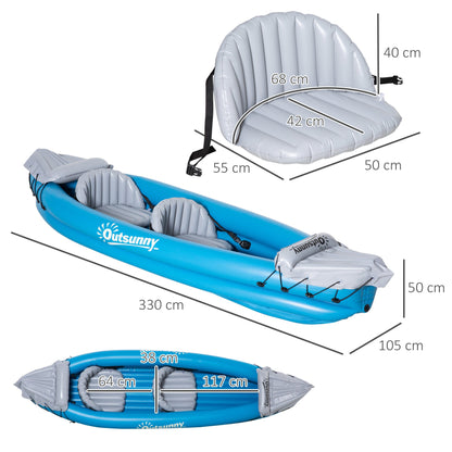 Inflatable Kayak Two-Person Inflatable Boat Air Pump, Aluminium Oars Outsunny