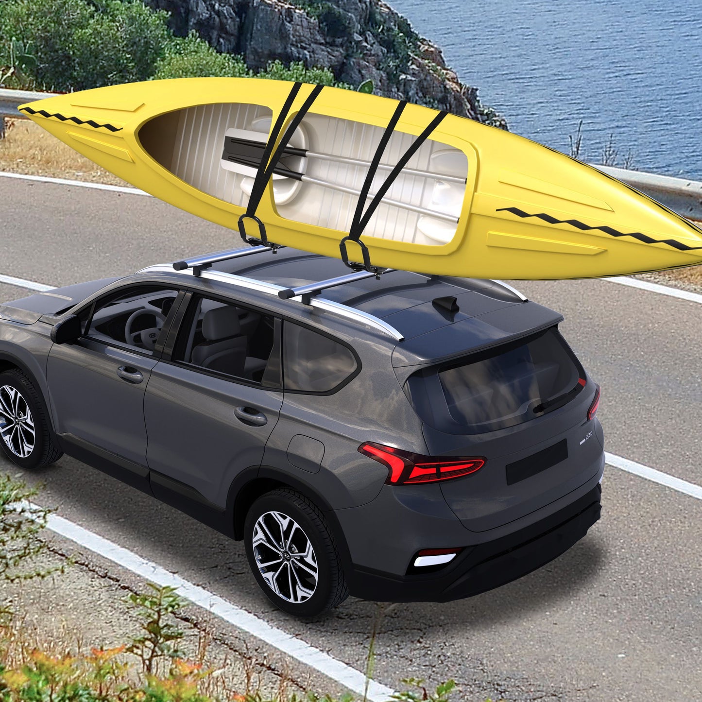 2 Pieces Kayak Roof Rack Universal Mount Cross Bar Carrier for Boat HOMCOM
