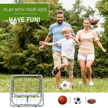 Angle Adjustable Rebounder Net Goal Training Set Football, Baseball HOMCOM
